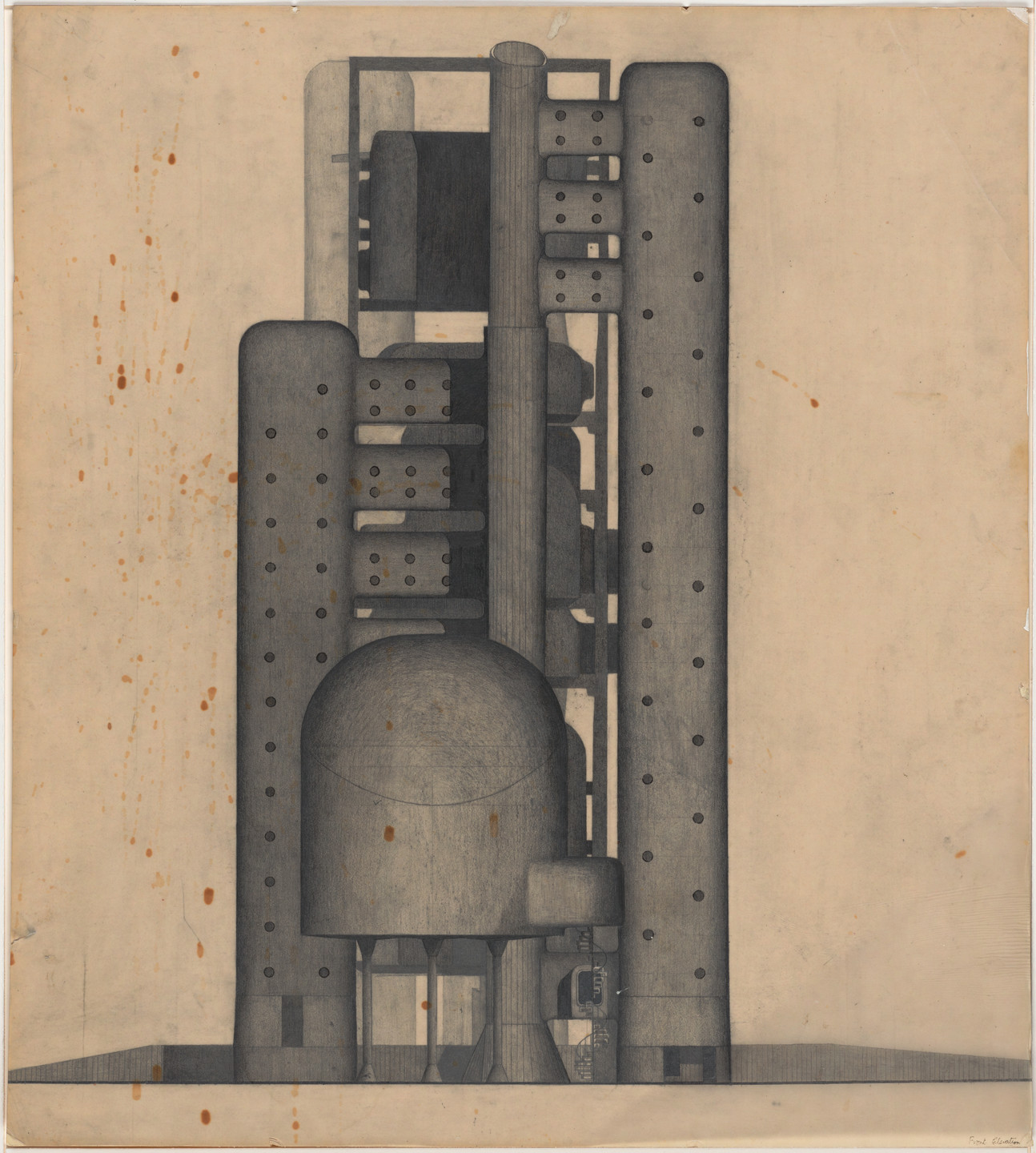 Michael Webb. Furniture Manufacturers Association Headquarters, project, High Wycombe, England, Elevation. 1957-1958
