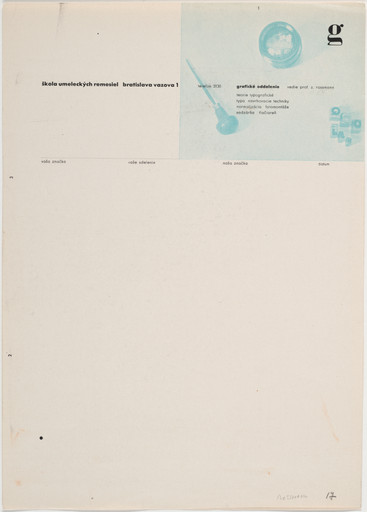 Zdeněk Rossmann. Škola umeleckých remesiel Bratislava graficke oddelenie (School of Arts and Crafts Bratislava Graphic Department) letterhead. 1934