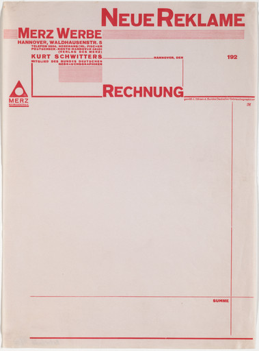 Kurt Schwitters. Stationery invoice for Merz Werbe (Merz Publicity). c. 1927