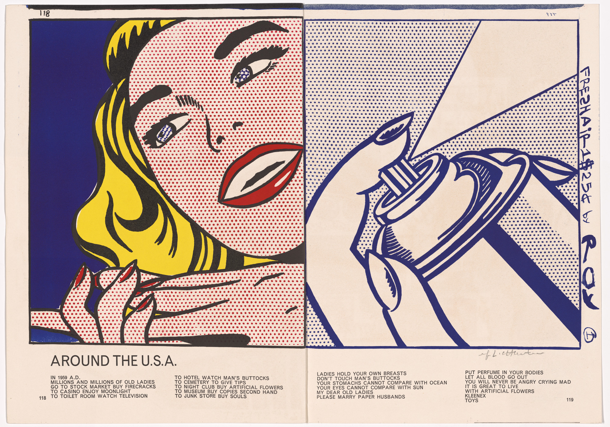 Roy Lichtenstein. Girl (double page headpiece, pages 118 and 119) from 1¢ Life. 1963, published 1964