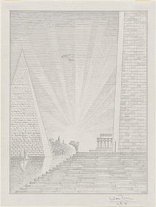 The Completion of Washington, D.C., project, The Proposed Civil War Memorial and New Stylobate of Washington Monument in Pyramid Lake, Washington, D.C., Perspective