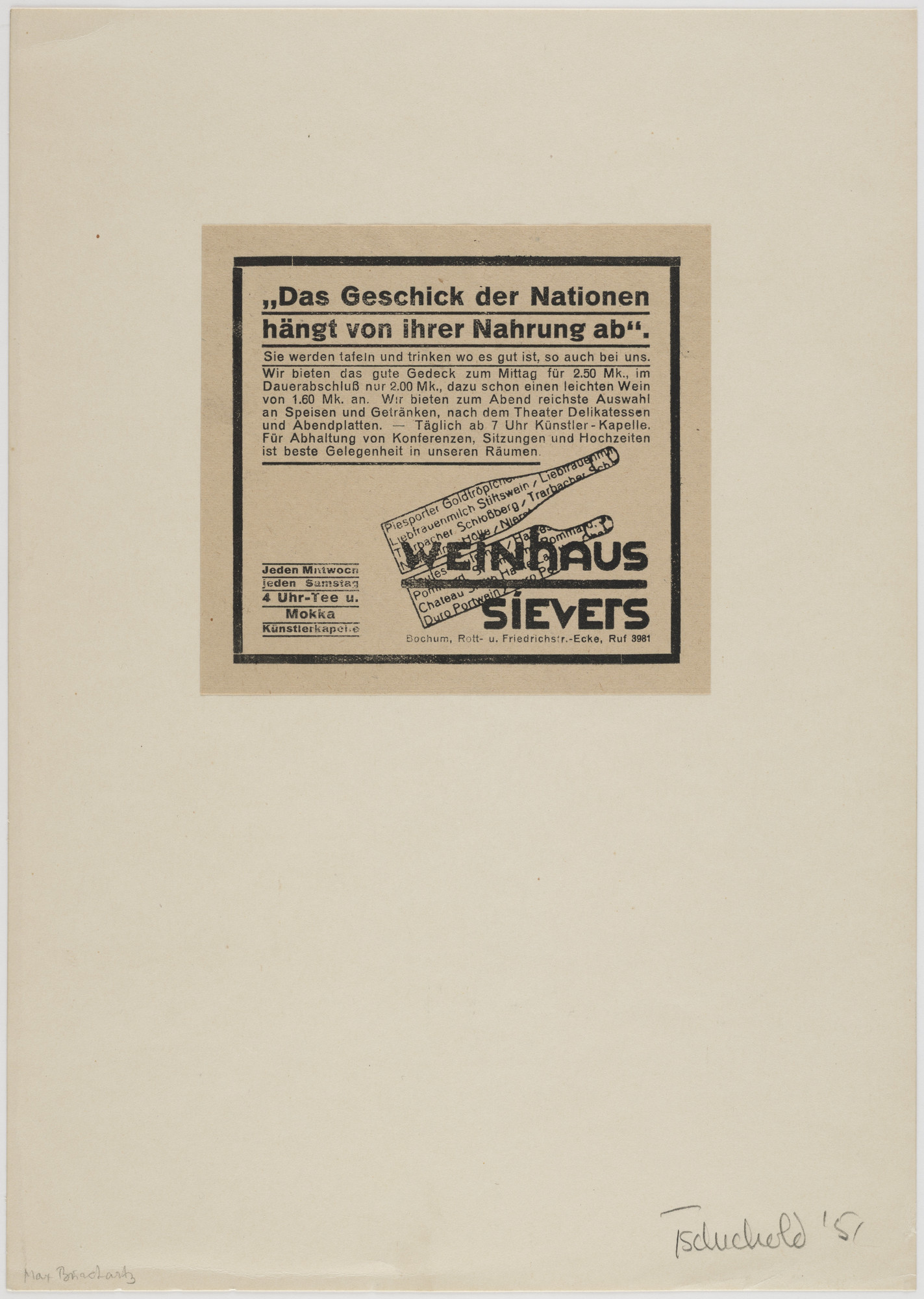 Max Burchartz Weinhaus Sievers 1920 1950 Moma