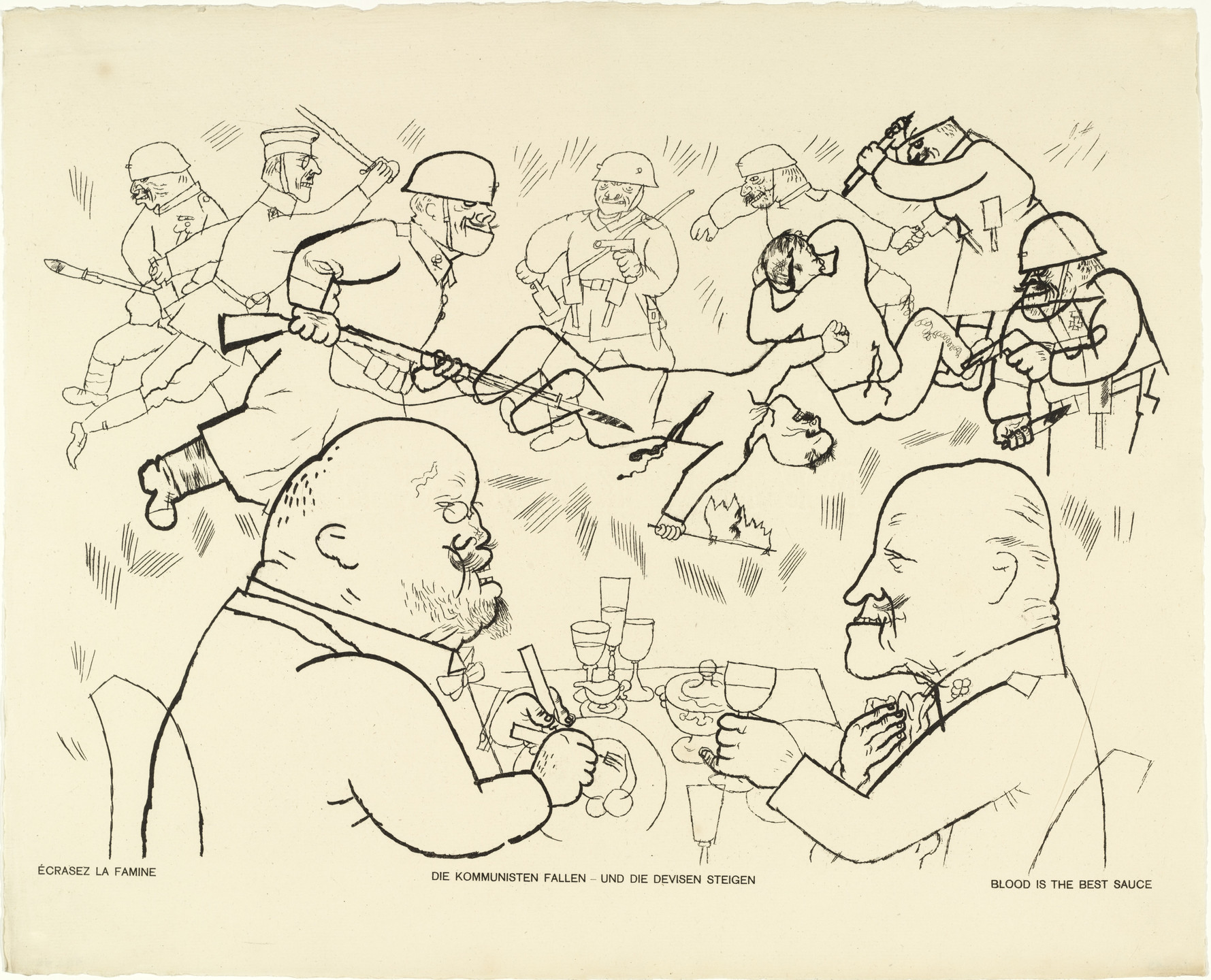 George Grosz. Blood Is the Best Sauce (Die Kommunisten fallen - und die Devisen steigen) from the portfolio God with Us (Gott mit uns). 1919, published 1920