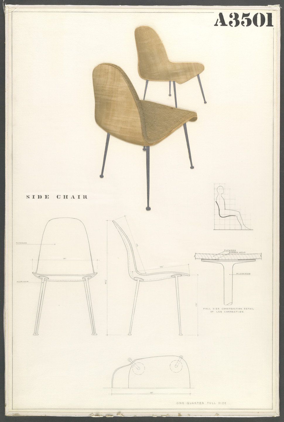 Charles Eames, Eero Saarinen. Side Chair (Entry Panel for MoMA Competition for Organic Design in Home Furnishings). 1940