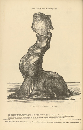 August Gaul. The British Sea Lion in Embarassment (Der britische Leu in Verlegenheit) (in-text plate, p. 98) from the periodical Kriegszeit. Künstlerflugblätter, vol. 1, no. 24 (27 Jan 1915). 1915