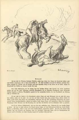 Max Liebermann. Cavalry Battle (Reiterkampf) (headpiece, p. 133) from the periodical Kriegszeit. Künstlerflugblätter, vol. 1, no. 33 (31 March 1915). 1915