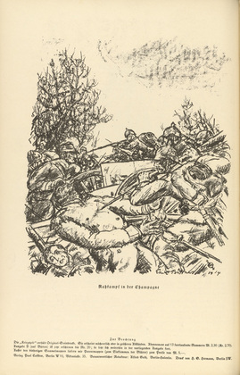 Erich Büttner. Hand to Hand Fighting in Champagne (Nahkampf in der Champagne) (in-text plate, p. 134) from the periodical Kriegszeit. Künstlerflugblätter, vol. 1, no. 33 (31 March 1915). 1915