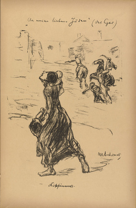 Max Liebermann. "To My Beloved Jews" ("An meine lieben Juden") (plate, p.11) from the periodical Kriegszeit. Künstlerflugblätter, vol. 1, no. 3 (16 Sept 1914). 1914