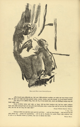 Hedwig Weiss. Women in Wartime (Wife and Child of a Sergeant) [Women in Wartime (Frau und Kind eines Unteroffiziers)] (headpiece, p. 144) from the periodical Kriegszeit. Künstlerflugblätter, vol. 1, no. 36 (21 April 1915). 1915