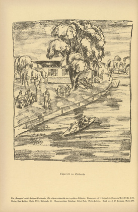 Oskar Nerlinger. Hospital in Südende (Lazarett in Südende) (plate, p. 174) from the periodical Kriegszeit. Künstlerflugblätter, no. 43 (9 June 1915). 1915