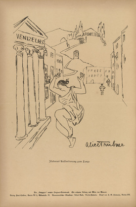 Alice Trübner. Isadora's Invitation to the Dance (Isadoras Aufforderung zum Tanze) (plate, p. 230) from the periodical Kriegszeit. Künstlerflugblätter, vol. 1, no. 57 (15 Nov 1915). 1915