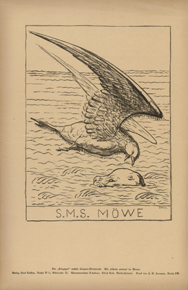 August Gaul. His Majesty's Ship Seagull (S. M. S. Möwe) (plate, p. 254) from the periodical Kriegszeit. Künstlerflugblätter, vol. 1, no. 63 (Feb 1916). 1916