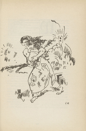 Franz Reinhardt. Untitled (Woman Fleeing with Child) (plate, [p. 319]) from the periodical  Zeit-Echo. Ein Kriegs-Tagebuch der Künstler, vol. 1, no. 21 (Aug 1915). 1915