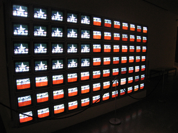 Nam June Paik. Video Flag Z. 1986. Multimedia video installation. LACMA. Gift of the Art Museum Council © Nam June Paik