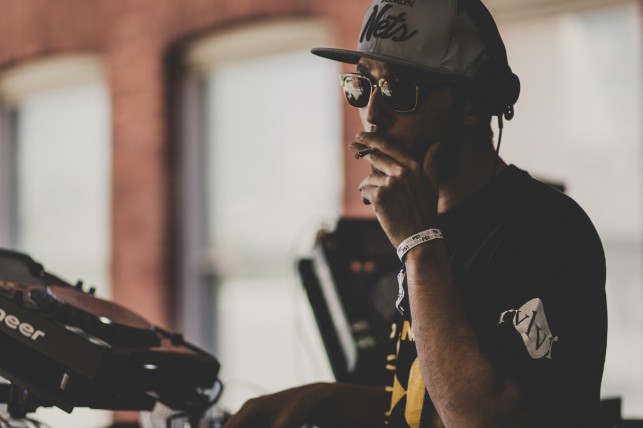 J-CUSH starts the day off with a chill vibe. MoMA PS1 Warm Up, Saturday, July 5, 2014. Photo: Charles Roussell
