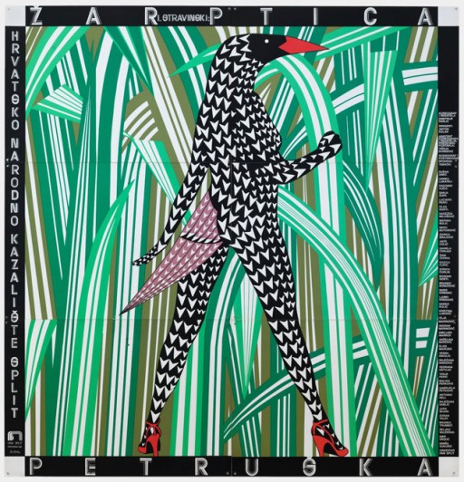 Boris Bucan. <i>Stravinsky, The Firebird and Petrushka</i>, poster for a performance at the Croatian National Theater (HNK), Split. 1983. Silkscreen. Gift of Toni Politeo. This is one of a suite of Bucan posters that greet visitors at the entrance to <i>Making Music Modern: Design for Ear and Eye</i>.