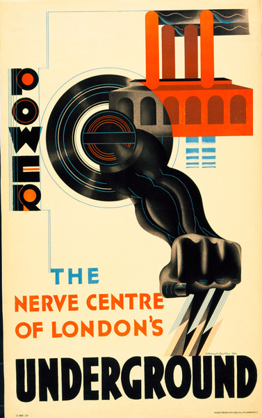 E. McKnight Kauffer. Power, The Nerve Centre of London’s Underground. 1930. Lithograph, 40 5/8 × 24 3/4″ (103.2 × 62.9cm). The Museum of Modern Art, New York. Gift of the artist