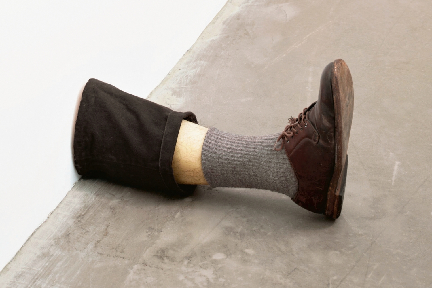 Robert Gober (American, born 1954). Untitled Leg. 1989–90. Beeswax, cotton, wood, leather, human hair, 11 3/8 x 7 3/4 x 20″ (28.9 x 19.7 x 50.8 cm). The Museum of Modern Art, New York. Gift of the Dannheiser Foundation. © 2014 Robert Gober