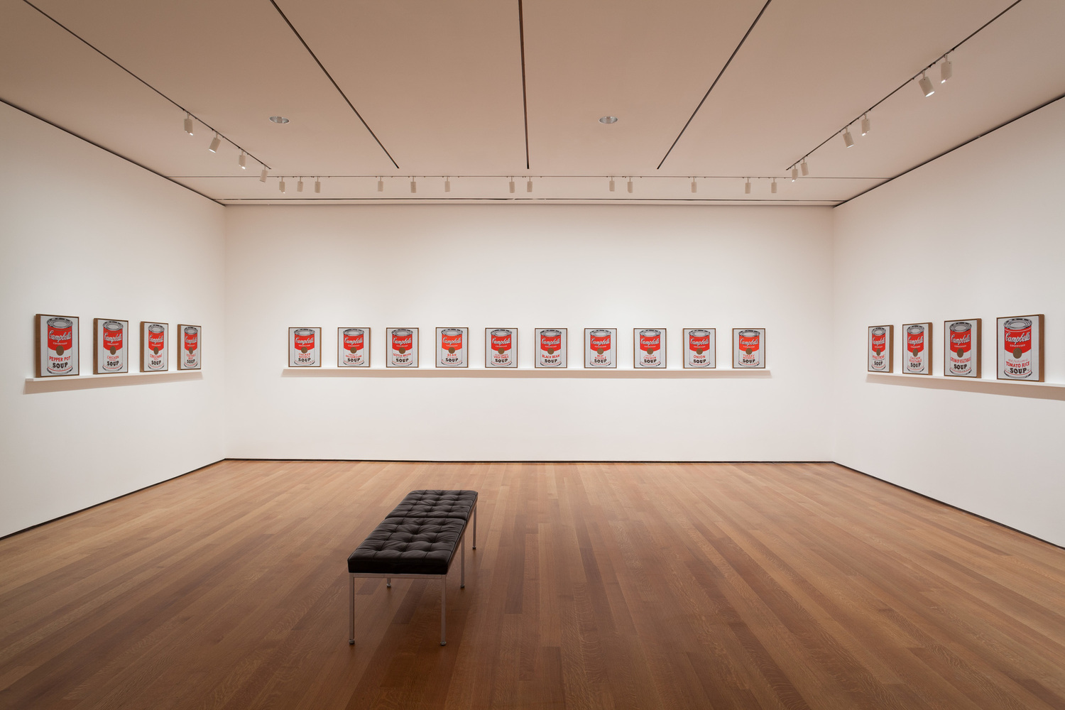 Installation view of Andy Warhol: Campbell's Soup Cans and Other Works, 1953–1967. Photo: Jonathan Muzikar. © 2015 The Museum of Modern Art, New York