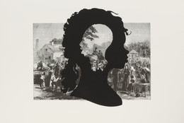 Kara Walker. Exodus of Confederates from Atlanta, from the portfolio Harper’s Pictorial History of the Civil War (Annotated). 2005. One from a portfolio of fifteen lithograph and screenprints, 39 1/16 x 52 15/16&#34; (99.2 x 134.4 cm). Publisher and printer: LeRoy Neiman Center for Print Studies, Columbia University, New York. Edition: 35. The Museum of Modern Art. General Print Fund and The Ralph E. Shikes Fund. © 2007 Kara Walker