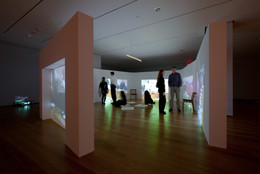 Aernout Mik. (Dutch, b. 1962). Installation view at MoMA. Vacuum Room. 2005. Six-channel video installation (color, silent), looped. Six rear-projection screens embedded in temporary architecture. Courtesy the artist, carlier | gebauer, Berlin and The Project, New York. © 2009 Aernout Mik. Photograph: © Jason Mandella