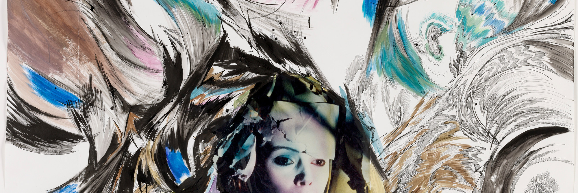 Amelie von Wulffen. German, born 1966. Untitled. 2003. Cut-and-pasted chromogenic color print, synthetic polymer paint, and ink on paper, 47 × 68 1/2″ (119.4 × 174 cm). The Judith Rothschild Foundation Contemporary Drawings Collection Gift. © 2009 Amelie von Wulffen