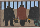 Jacob Lawrence. The Migration Series. 1940–41. Panel 22 of 60: &#34;Another of the social causes of the migrants&#39; leaving was that at times they did not feel safe, or it was not the best thing to be found on the streets late at night. They were arrested on the slightest provocation.&#34; Casein tempera on hardboard, c. 12 x 18&#34; (30.5 cm x 45.7 cm). The Museum of Modern Art, New York. Gift of Mrs. David M. Levy. © 2015 The Jacob and Gwendolyn Knight Lawrence Foundation, Seattle/Artists Rights Society (ARS), New York. Digital image © The Museum of Modern Art, New York