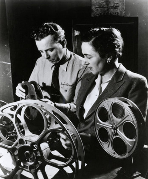 Iris Barry with projectionist Artie Steiger