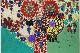 Beatriz Milhazes. Succulent Eggplants. 1996. Synthetic polymer paint on canvas, 74 3/4 × 96 1/2″ (189.9 × 245.1 cm). Gift of Agnes Gund and Nina and Gordon Bunshaft Bequest Fund. © 2007 Beatriz Milhazes