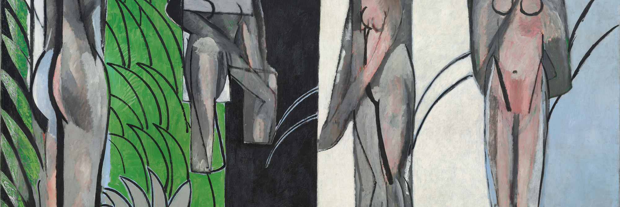 Henri Matisse. Bathers by a River. 1909–10, 1913, 1916–17. Oil on canvas, 102 1/2 × 154 3/16″ (260 × 392 cm). The Art Institute of Chicago, Charles H. and Mary F. S. Worcester Collection. © 2010 Succession H. Matisse/Artists Rights Society (ARS), New York