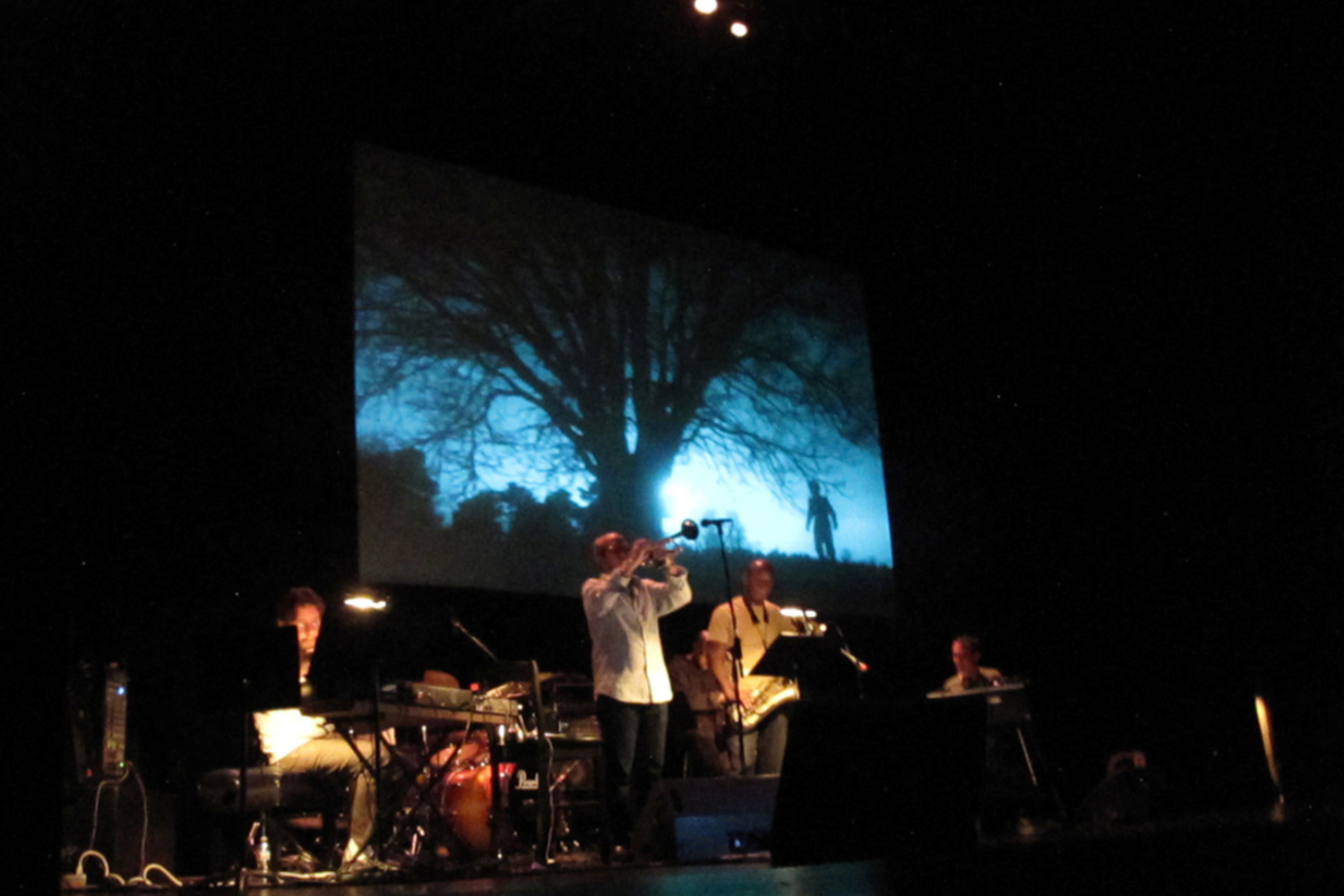 Bill Morrison. Spark of Being. 2010. Performed by Dave Douglas and Keystone at Memorial Auditorium, Stanford University, April 24, 2010. Photograph © 2010 Laurie Olinder