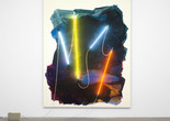 Mary Weatherford. Coney Island II. 2012. Flashe paint on linen with neon lights and transformer, 8&#39; 7&#34; x 6&#39; 11&#34; (261.6 x 210.8 cm). The Museum of Modern Art, New York. Fund for the Twenty-First Century. Photo: Jonathan Muzikar