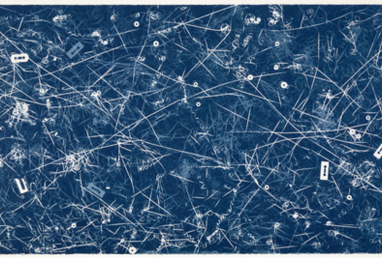 Christian Marclay. Allover (Genesis, Travis Tritt, and others). 2008. Cyanotype. Publisher and printer: Graphicstudio, University of South Florida, Tampa. Edition: unique. Acquired through the generosity of Steven A. and Alexandra M. Cohen. © 2015 Christian Marclay