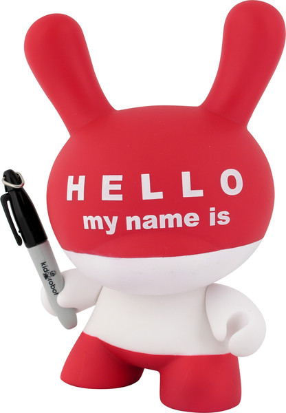 Paul Budnitz, Tristan Eaton, and Huck Gee. “Hello My Name Is” Dunny. 2006. Vinyl, 8 × 5 × 5 1/4″ (20.3 × 12.7 × 13.3 cm). The Museum of Modern Art, New York. Gift of the manufacturer. © 2007 Kidrobot