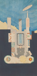 Rem Koolhaas. Plan of Dreamland. 1977. Watercolor and ink, 41 3/4 × 22″ (106 × 55.9 cm). Gift of Frederieke S. Taylor. © 2008 Rem Koolhaas