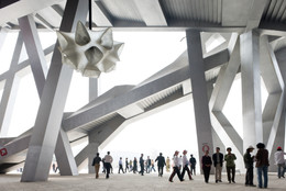 Iwan Baan (Dutch, born 1975). Herzog &amp; de Meuron’s National Stadium, Beijing. 2008. Digital C-print, 36 × 54″ (91.4 x 137.2 cm). The Museum of Modern Art, New York. Gift of the artist. Photograph © Iwan Baan