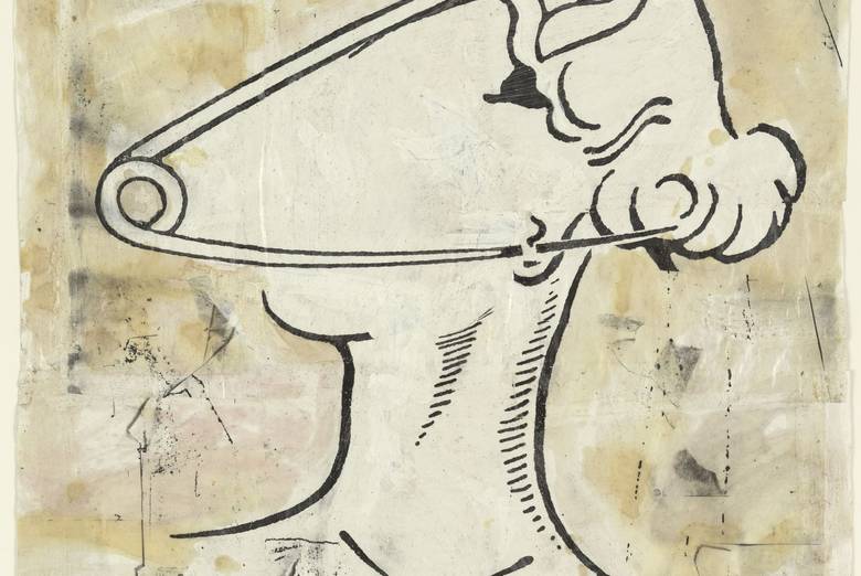 Steve Gianakos. She Could Hardly Wait. 1996. Oil and ink on cut-and-pasted printed paper, 27 x 27 1/2" (68.6 x 69.9 cm). The Judith Rothschild Foundation Contemporary Drawings Collection Gift. © 2012 Steve Gianakos
