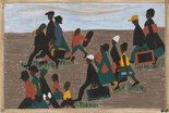 Jacob Lawrence. The Migration Series. 1940-41. Panel 40: The migrants arrived in great numbers. Casein tempera on hardboard, 18 × 12″ (45.7 × 30.5 cm). The Museum of Modern Art, New York. Gift of Mrs. David M. Levy. © 2015 The Jacob and Gwendolyn Knight Lawrence Foundation, Seattle / Artists Rights Society (ARS), New York. Digital image © The Museum of Modern Art/Licensed by SCALA / Art Resource, NY