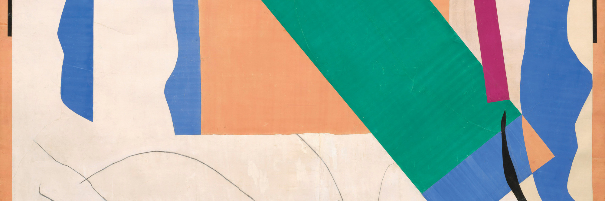 Henri Matisse (French, 1869–1954). Memory of Oceania. Nice-Cimiez, Hôtel Régina, summer 1952–early 1953. Gouache on paper, cut and pasted, and charcoal on paper mounted on canvas, 9′ 4″ x 9′ 4 7/8″ (284.4 x 286.4 cm). The Museum of Modern Art, New York. Mrs. Simon Guggenheim Fund. © 2014 Succession H. Matisse, Paris/Artists Rights Society (ARS), New York