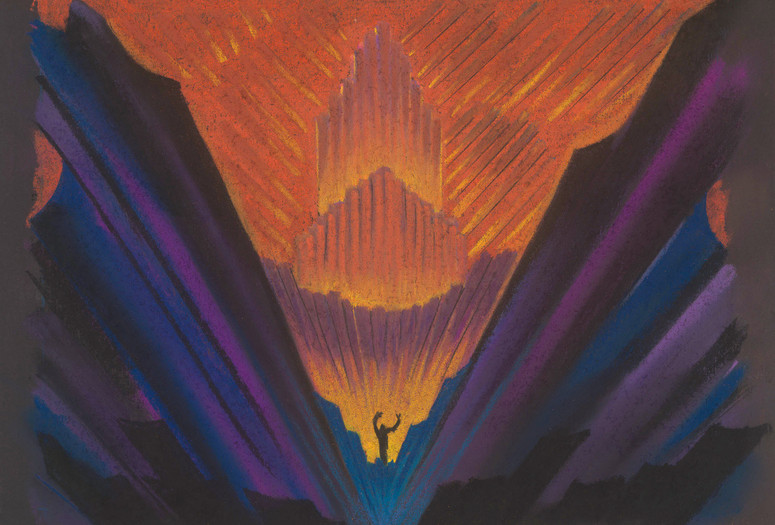 Fantasia. A pastel conceptual visualization (artist unknown) for the Technicolor Disney concert feature Fantasia (1940), depicting a proposed finale to Bach's Toccata and Fugue in D Minor. Courtesy the Walt Disney Archives © Disney