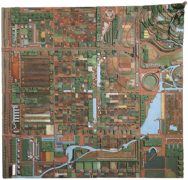 Frank Lloyd Wright (American, 1867–1959). Broadacre City. Project, 1934–35. Model: painted wood, 152 × 152″ (386.1 × 386.1 cm). The Frank Lloyd Wright Foundation Archives (The Museum of Modern Art | Avery Architectural &amp; Fine Arts Library, Columbia University, New York)