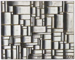 Joaquín Torres-García. Construction in White and Black. 1938. Oil on paper mounted on wood, 31 3/4 × 40 1/8″ (80.7 × 102 cm). The Museum of Modern Art, New York. Gift of Patricia Phelps de Cisneros in honor of David Rockefeller. Photo: Thomas Griesel. © Sucesión Joaquín Torres-García, Montevideo 2015