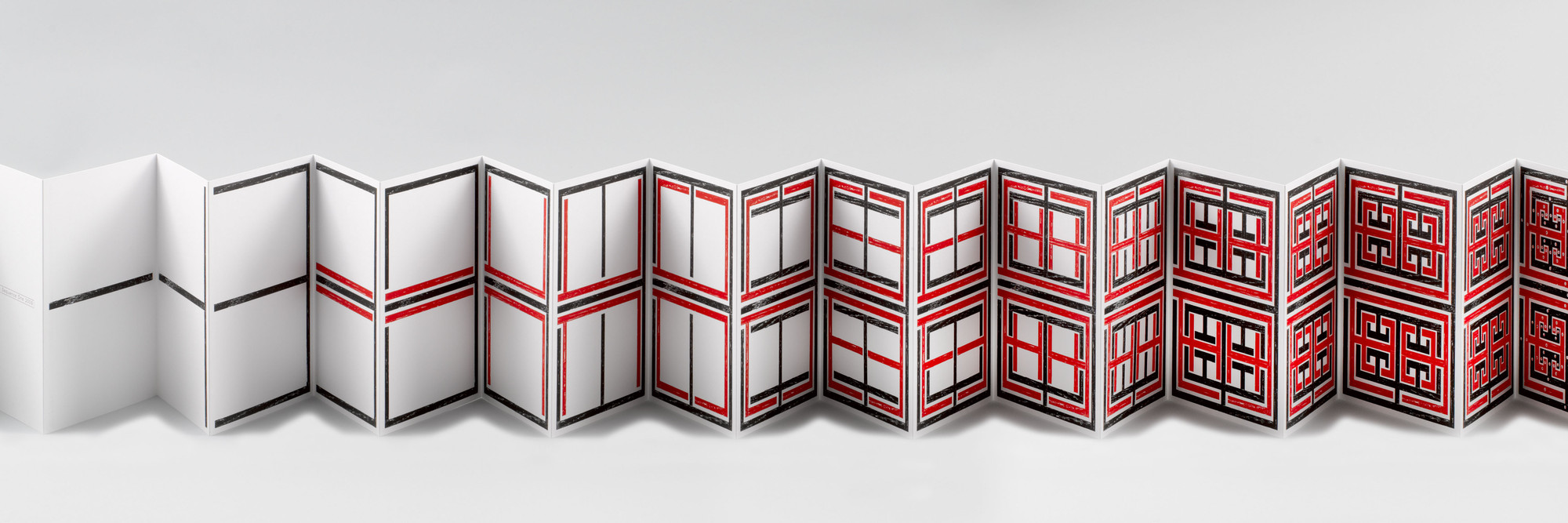 James Siena. Sequence One. 2009–10. Illustrated book with 36 woodcuts, page: 16 15/16 × 13 7/16″ (43 × 34.1 cm); overall (closed): 17 × 13 7/16 × 1 1/8″ (43.2 × 34.2 × 2.8 cm). Publisher and printer: Flying Horse Editions, Orlando, Fla. Edition: 20. The Museum of Modern Art, New York. General Print Fund. © 2012 James Siena