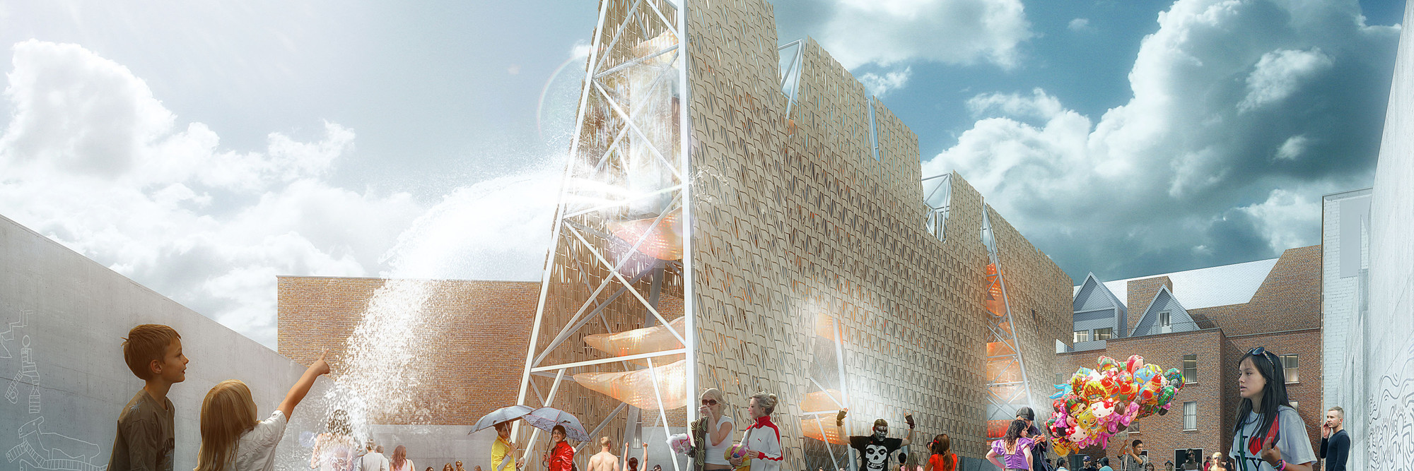 Coda. Party Wall (rendering). 2013 Young Architects Program, MoMA PS1, New York, winner