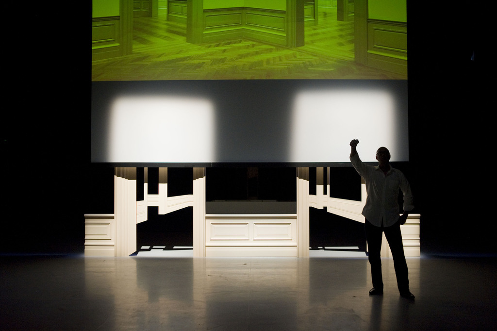 Walid Raad. Scratching on things I could disavow: Walkthrough. 2011. Performance, Kustenfestivaldesarts, Les Halles de Schaerbeek, Brussels, 2011. Photo © Piet Janssens