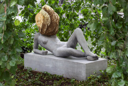 Pierre Huyghe. Untilled (Liegender Frauenakt) [Reclining female nude]. 2012. Concrete with beehive structure, wax, and live bee colony; figure: 29 1/2 x 57 1/16 x 17 11/16&#34; (75 x 145 x 45 cm), base: 11 13/16 x 57 1/16 x 21 5/8&#34; (30 x 145 x 55 cm), beehive dimensions variable. The Museum of Modern Art, New York. Purchase. © 2015 Pierre Huyghe