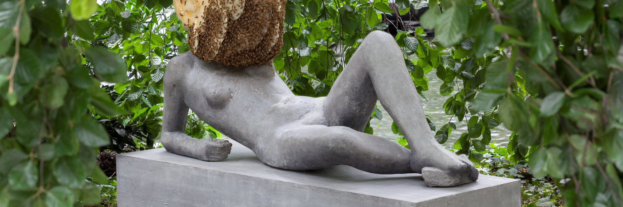 Pierre Huyghe. Untilled (Liegender Frauenakt) [Reclining female nude]. 2012. Concrete with beehive structure, wax, and live bee colony; figure: 29 1/2 x 57 1/16 x 17 11/16&#34; (75 x 145 x 45 cm), base: 11 13/16 x 57 1/16 x 21 5/8&#34; (30 x 145 x 55 cm), beehive dimensions variable. The Museum of Modern Art, New York. Purchase. © 2015 Pierre Huyghe