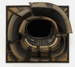 Lee Bontecou. Untitled. 1961. Welded steel, canvas, black fabric, rawhide, copper wire, and soot, 6&#39; 8 1/4&#34; x 7&#39; 5&#34; x 34 3/4&#34; (203.6 x 226 x 88 cm). The Museum of Modern Art, New York. Kay Sage Tanguy Fund