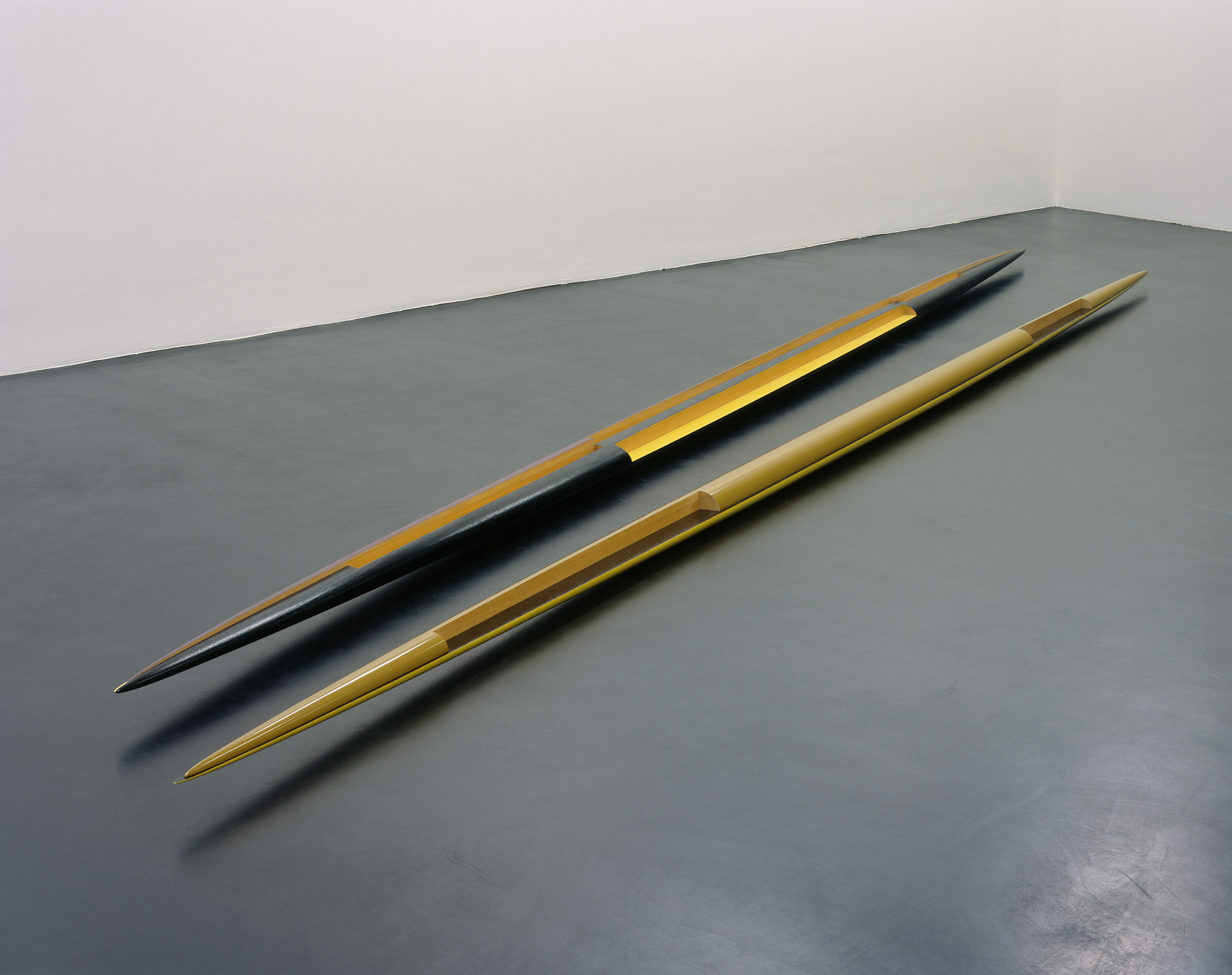 Lacquered wood, two parts Overall: 9 7/16 x 8 1/16 x 473 1/4" (24 x 33.5 x 1202.1 cm) Part one: 5 1/8 x 8 1/16 x 236 1/4" (13 x 20.5 x 600 cm) Part two: 4 5/16 x 5 1/2 x 237" (11 x 14 x 602 cm) Collection of the artist Courtesy the artist and Galerie Buchholz, Cologne/Berlin © Isa Genzken
