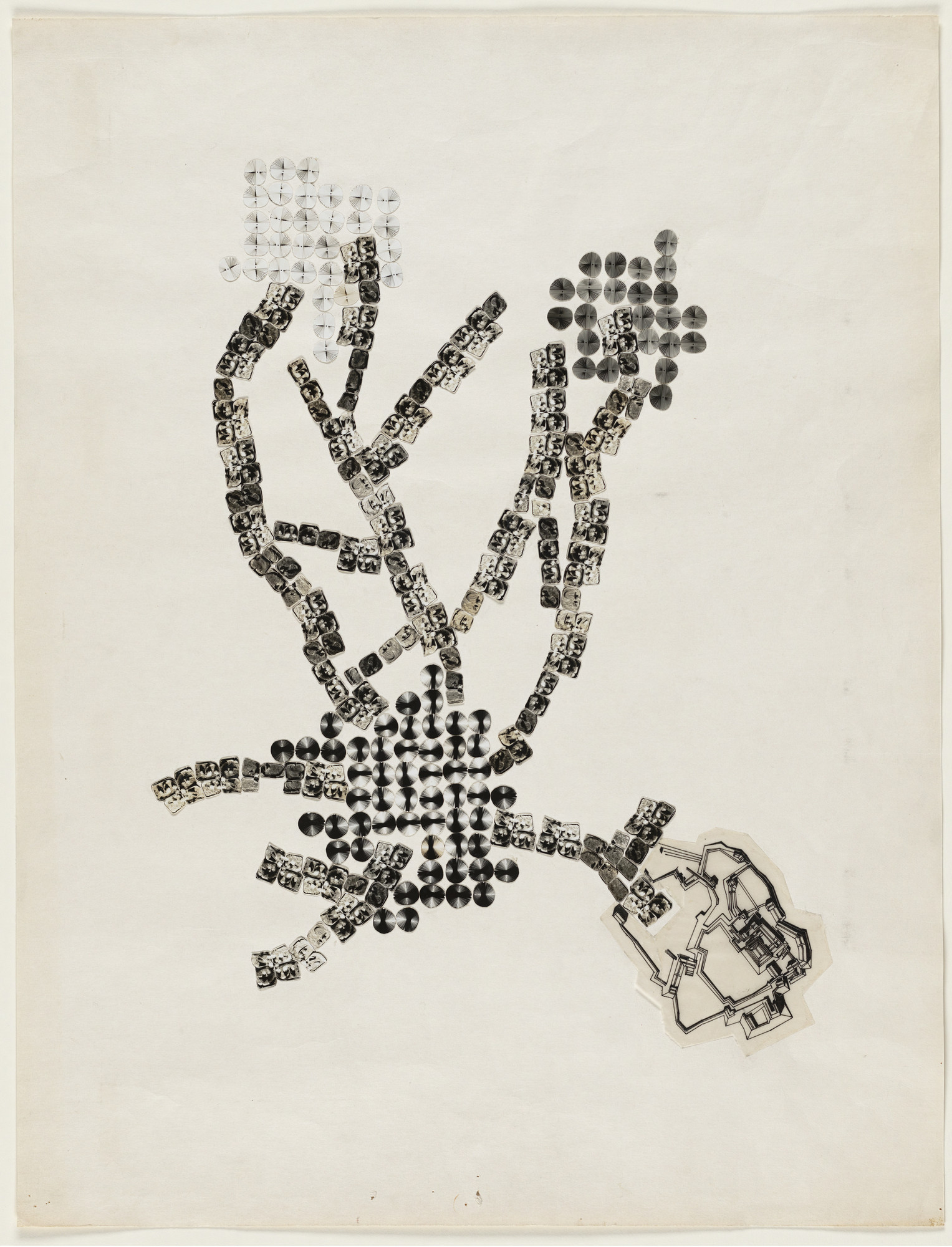 Ink, tracing paper, and gelatin silver prints collaged on paper. 21 1/2 x 17 1/2″ (54.6 x 44.5 cm). The Museum of Modern Art, New York. Gift of the architect. © 2012 Kurokawa Kishō